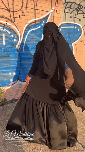Satin Ruffle Bottom Abaya